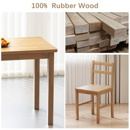 Small Desk with Chair, 43.3" Solid Wood Home Office Desk and Chair Set, Farmhouse Computer Desk with Chairs for Small Spaces, Study Table for Bedroom, Workstation for Home Office, Natural - size: 43.3" Desk with Chair