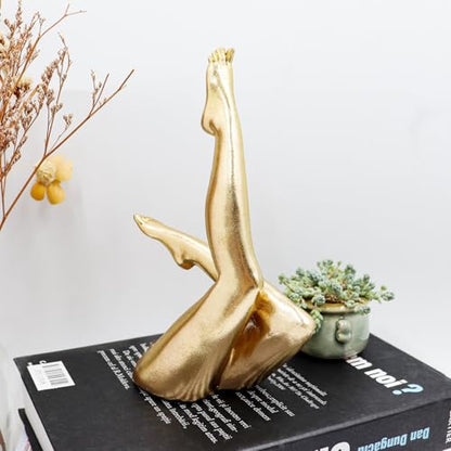 Gold Legs Statue, Resin Abstract Art Legs Ornament, Yoga Woman Decor Sculpture, Modern Aesthetic Figurine Decoration, Suitable for Home Living Room Bedroom Office Shelf Table Desk Bookshelf Decor