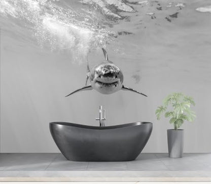 Eierme-Ferocious Great White Shark Mural Wallpaper Peel and Stick 160" x 114" - color: No.13, size: 160" x 114"