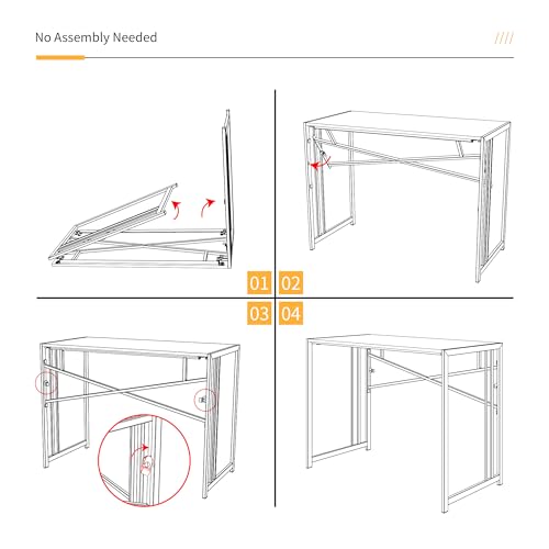 Lutown-Teen Small Folding Desk 32 inch, White | No Assembly Required Small Office Desk, Writing Gaming Computer Camping Desk for Small Spaces - color: White, size: 32 Inch