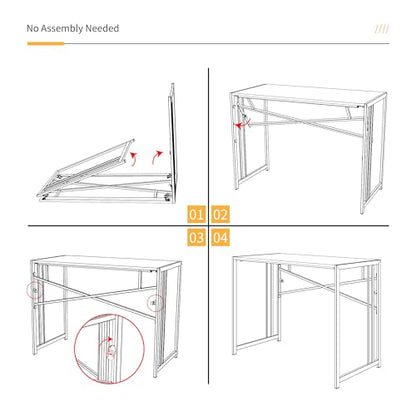 Lutown-Teen Small Folding Desk 32 inch, White | No Assembly Required Small Office Desk, Writing Gaming Computer Camping Desk for Small Spaces - color: White, size: 32 Inch