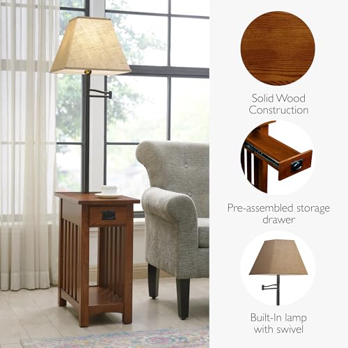 Leick Home Mission End Table, 12", Medium Oak - color: Medium Oak / Blackened