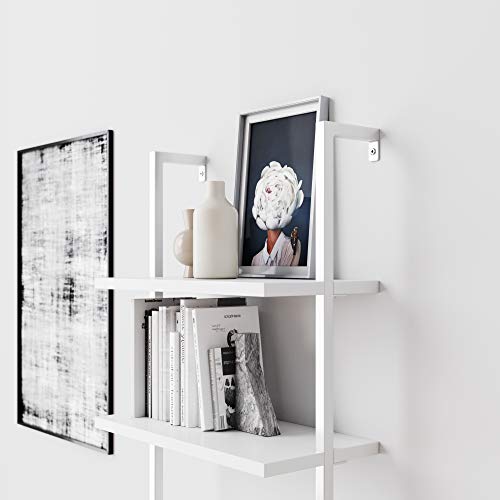 Nathan James White Ladder Bookcase with 5 Shelves - color: Theo White, size: Set of 1