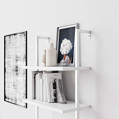 Nathan James White Ladder Bookcase with 5 Shelves - color: Theo White, size: Set of 1