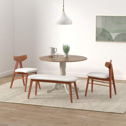 IC International Concepts, 42" Round Dual Drop Leaf Pedestal Dining Table, Solid Real Wood, Sturdy Parawood, Distressed Hickory/Stone - color: Distressed Hickory/Stone