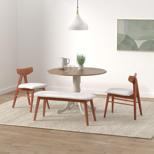 IC International Concepts, 42" Round Dual Drop Leaf Pedestal Dining Table, Solid Real Wood, Sturdy Parawood, Distressed Hickory/Stone - color: Distressed Hickory/Stone