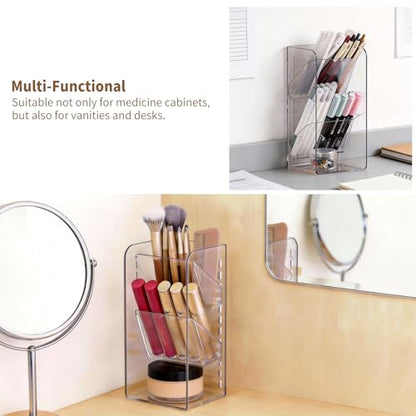 PAVSTINE Medicine Cabinet Organizer with Adjustable Dividers, Clear Open Storage Compartment, Space-Saving Makeup Brush Holder for Bathroom, Wall Cabinet, Vanity Countertop (2-Tier Full Slant) - size: 2-Tier Full Slant