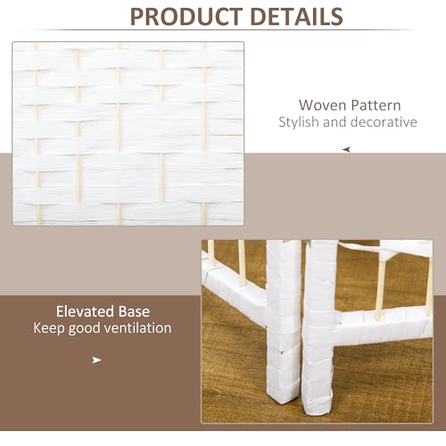 HOMCOM 4 Panel Room Divider, Folding Privacy Screen, 5.6', White | Room Separator, Wave Fiber Freestanding Partition Wall Divider - color: White, size: 4 Panel
