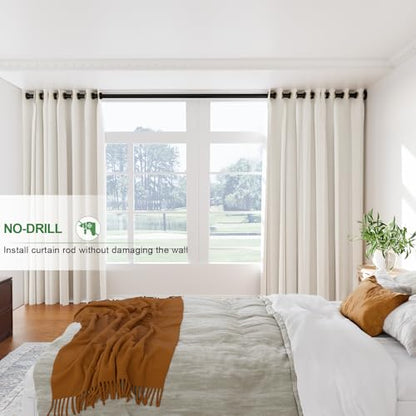 Heavy Duty Tension Curtain Rod No Drilling, 43-102 Inch Adjustable | 1.26" Diameter Pole with Strong Spring Loaded, Non Slip, Renter Friendly, Shower Rods for Bathroom/Windows/Closet,Matte Black - color: Matte Black, size: 43-102 Inches