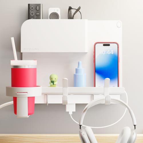 WallShelfie Bedside Wall Organizer & Dorm Decor for Dorm Room - White | Dorm Room Essential, Floating Bedside Shelf Wall Mount Organizer, Remote Control Holder, Cool Teen Girls Trendy Stuff, - color: White