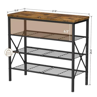 4-Tier Tall Shoe Rack, Large Capacity Shoe Shelf Holds 16 Pairs, Shoe Shelf for Entryway, Hallway, Living Room, Rustic Brown - color: Rustic Brown, size: 27.8" x 10.8" x 26.6"