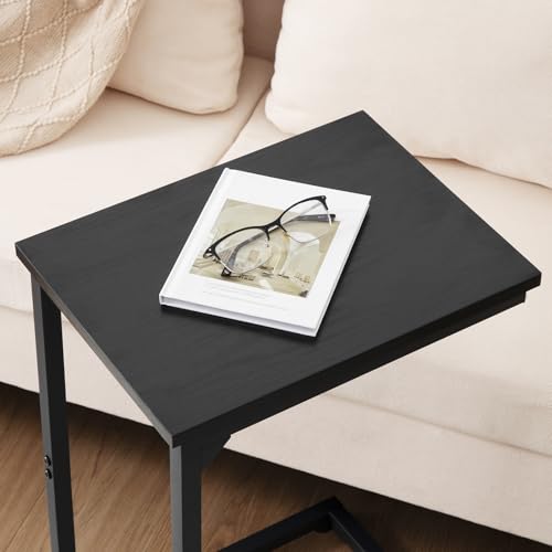 AMHANCIBLE C Shaped End Table Set of 2, Couch Side Table that Slide Under | TV Trays for Eating on Couch, Narrow Small Space Side Tables for Living Room Bedroom, Black - color: Black