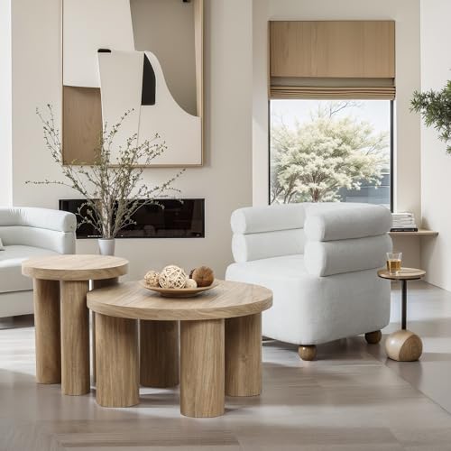 LuxenHome Round End Table,19" Small Side Table for Living Room, Dark Oak | Wooden Couch Side Tables With 3 Pillar Legs, Accent Table for Living Room, Bedroom - color: Dark Oak-s