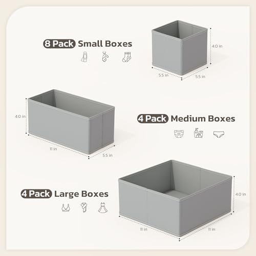 Drawer Organizer, 16 Pack Baby Dresser Organizer for Nursery, Foldable Closet Organizers and Storage Dresser Dividers for Clothes, Socks, Scarves, Ties (Gray) - color: Gray
