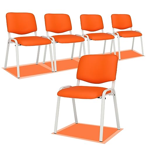 VINGLI 5-Pack Waiting Room Chairs, Stackable Chair for Office, Pu-Orange | Stacking Chairs, Armless Church Chairs, Space-saving, Guest & Reception, Office Lobby, Business Hall - color: Pu-orange, size: 5-pack