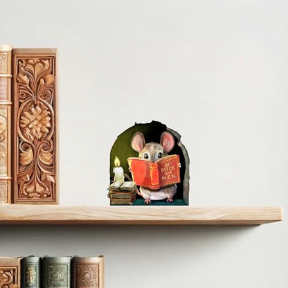 Mouse Reading Book Wall Sticker Decal – Kids Room, Classroom, Home Decor, Bookcase, Book Lover Gift, Children's Bedroom, Nursery, Cute Mouse, MICESTERPIECE - style: Reading Mouse Alt