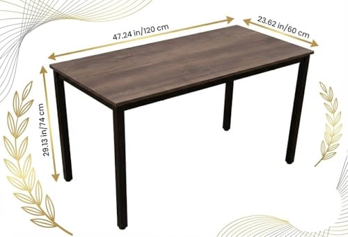 47" Computer Desk, Modern Writing Desk with Walnut Top | Modern 47-inch desk with walnut wood top and black metal frame, ideal for home office, study, bedroom, and small spaces. - color: Walnut, size: 47"