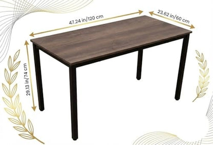 47" Computer Desk, Modern Writing Desk with Walnut Top | Modern 47-inch desk with walnut wood top and black metal frame, ideal for home office, study, bedroom, and small spaces. - color: Walnut, size: 47"