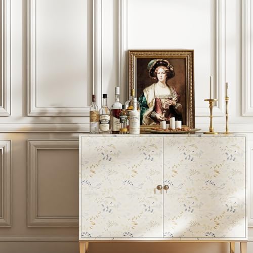 Floral Wallpaper Peel and Stick Wallpaper 17.3''x197'' Boho Flower Wall Paper Self Adhesive Removable Contact Paper Vinyl for Bathroom Wall Covering Shelf Cabinets Decor - color: Beige, size: 17.3" x 197"