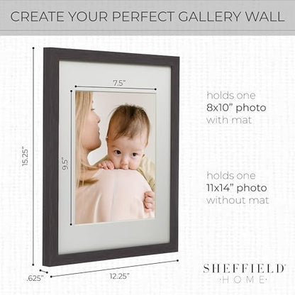 Sheffield Home 9 Piece Gallery Wall Frame Set, 11x14 Inch, Dark Oak - color: Dark Oak, size: 11x14 Inch