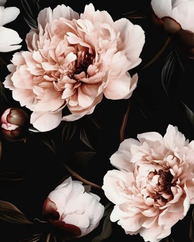 Black Pink Vintage Floral Peel and Stick Wallpaper 17.5" x 118" | Waterproof Vinyl Self Adhesive Removable Renter Friendly Floral Contact Paper - color: Black Pink, size: 17.5" x 118"