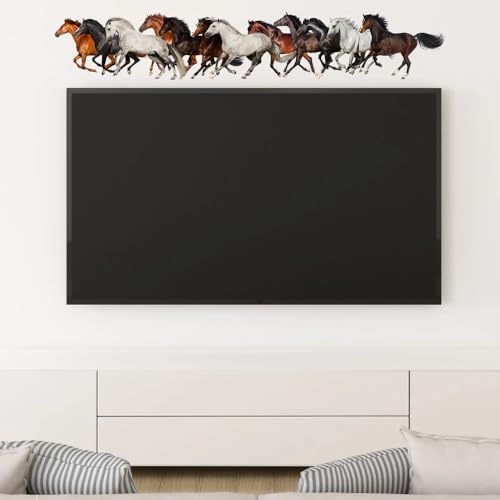 Removable Running Horse Wall Decal 48" × 9" Vinyl Horse Wall Art Stickers for Living Room Bedroom Classroom Office Decor - style: Horse