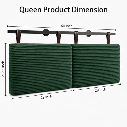 Queen Headboard only, Wall Mounted Headboard for Adjustable Bed, Hanging Head Board for Queen Size Bed Upholstered Headboard Cabeceras De Cama for Bedroom, Dorm, Guest Room, Green - color: Green, size: Queen