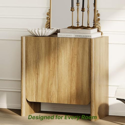 Buffet Cabinet, Coffee Bar Cabinet with Adjustable Shelf, Sideboard Storage for Living Room, Dining Room, Entryway, 31.5" W Rounded Wood Cabinet, Honey Brown - color: Brown