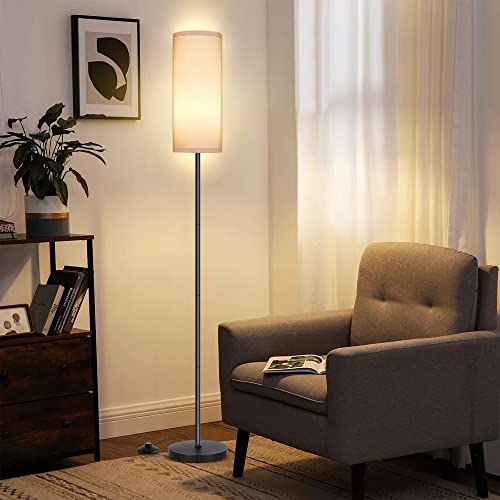 Modern Standing Lamp with Lampshade, Minimalist Tall Lamp with Foot Switch for Living, Bedroom, Kids Room, Office - color: White