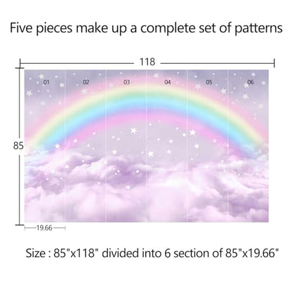 Children's Room Colorful Rainbow Peel-and-Stick Wallpaper 85"x118" | Clouds, Self-adhesive, Wall Mural,Bedroom,Beautiful,Large-scale mural paintings - color: Zzsl-02, size: 85"x118"