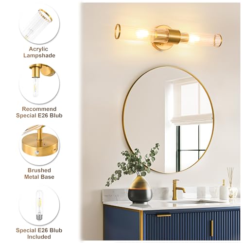 Morauroral Brushed Gold Battery Operated Wall Sconce, Dimmable Rechargeable Wall Light with Remote, Touch Control, Modern LED Wireless Sconce for Living Room, Bedroom, 20 Inch - color: Brushed Gold（1 Pack）