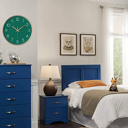 12 in Wall Clock Non-Ticking Quartz Silent Battery Operated Round Clocks Home Kitchen Office School Living Room Decor Clocks (Green) - color: Green