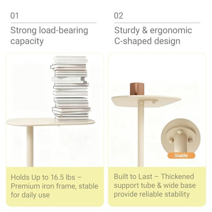 Modern C-Shaped End Table, Small Sofa Side Table Metal Side Table for Couch and Bed Snack Table Tray Table for Living Room Bedroom - color: Cream White