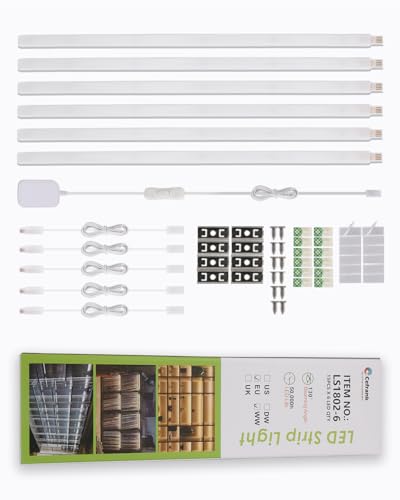 Cefrank 6-Pack Linkable Under Cabinet Lighting, 12" LED Shelf Light Bars | 1200LM Cool White • Plug-in • CRI90+ • Frosted Lens • Pantry • Bookshelf • Workbench - color: White