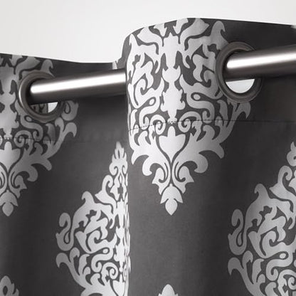 EXCLUSIVE HOME Medallion Room Darkening Blackout Grommet Top Curtain Panel Pair, 52"x96", Peacoat Blue - color: Peacoat Blue, size: 52"W x 96"L (Pack of 2)