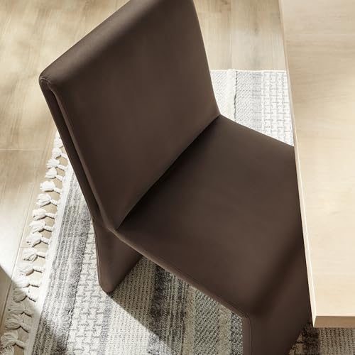 Modway Emory Upholstered Dining Side Chair in Chocolate - Single Armless Slipper Chair - Padded Performance Velvet Accent for Dining Room, Kitchen - color: Chocolate