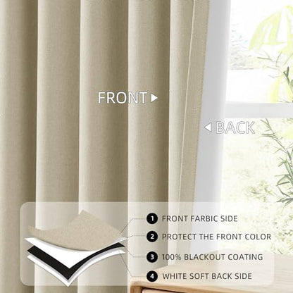 ChrisDowa Tan Blackout Curtains 45 Inches Long 2 Panels for Bedroom | Room Darkening,Light Blocking,Thermal Insulated,Faux Linen,Farmhouse,Grommet,Window Treatment,Drapes,Living Room,52x45 - color: Tan, size: 52"W x 45"L (Pack of 2)