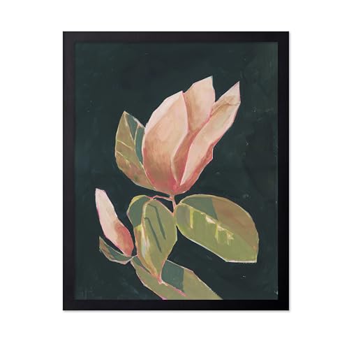 Monem Art Pink Magnolia Floral Watercolor Print - Modern Botanical Illustration Poster - Wall Decor for Living Room, Bedroom or Office - 8x10 Unframed Wall Art by Lucrecia Caporale - color: Style-01, size: 8"L x 10"W
