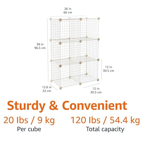 Amazon Basics Cube Wire Grid, 6-Cube, 12 x 12-Inches, White | Stackable, Storage Shelves - color: White