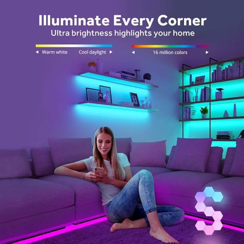 Battery Powered LED Strip Lights 20 inch x 4 Pack, Wireless LED Strip Lights for Bedroom Color Changing APP Remote, Led Lights for TV, Kitchen Under Cabinet Lighting, Shelves, Under Counter, Closet - color: RGB 4Pack