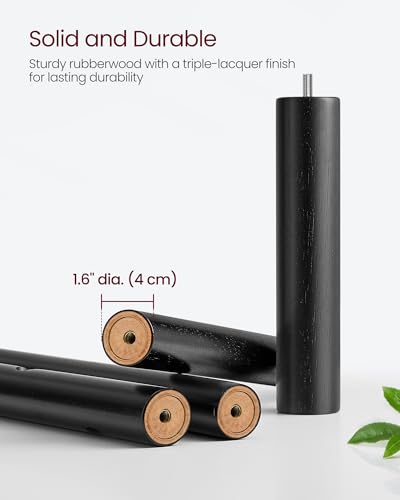VASAGLE Solid Wood Coat Rack, Free Standing Hall Coat Tree with 8 Hooks, 3 Height Options, for Coats, Hats, Bags, Purses, for Entryway, Hallway, Rubberwood Hooks and Pole, Ink Black URCR010B01 - color: Ink Black, style: Square Base + Cylindrical Hooks