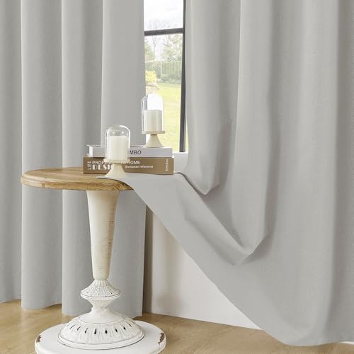 ChrisDowa Light Grey Blackout Curtains 90 Inches Long 2 Panels for Bedroom | Room Darkening,Light Blocking,Thermal Insulated,Faux Linen,Farmhouse,Grommet,Window Treatment,Drapes,Living Room,52x90 - color: Light Grey, size: 52"W x 90"L (Pack of 2)