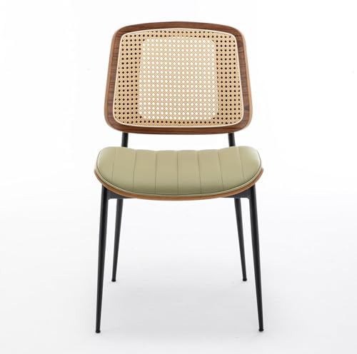 LUNLING Dining Room Chairs Set of 4 Mid Century Modern Retro Green Faux Leather Kitchen Chair with Walnut Bentwood Upholstered Seat Metal Legs Chair for Kitchen Dining Room Chairs(LightGreen) - color: Green2, size: Set of 4