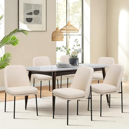 COLAMY Upholstered Dining Chairs Set of 4, Modern Dining Room Chairs with Curved Back and Metal Legs, Dinner Chair Kitchen Chairs for Dining Room and Living Room, Beige - color: Beige-f, size: Set of 4