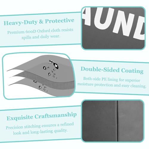 WOOHA 125L Large laundry basket,Collapsible laundry hamper, Tall Clothes Baskets Folding Washing Bin Foldable Fabric Hamper Bags for Bedroom, Closet,Bathroom,College,laundry bag,Darkgray - color: Darkgray, size: 125L-XXXL