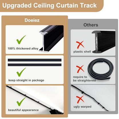 Room Divider Blackout Curtains Flexible Sliding Tracks Sets Ceiling Mounted Rod Window Curtain Privacy Separation for Bedroom Living Rooms,1 Panel Beige Drape and Black Track Set-W144xH84 in - color: Beige, size: 144"W x 84"L (Pack of 1)