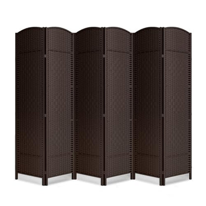 6 Panel Folding Room Divider,Woven Privacy Screen,Chocolate | Solid wood frame, handcrafted diamond pattern, 6FT tall, extends to 94.5 inches wide, no assembly required - color: Chocolate, size: 6-Panel