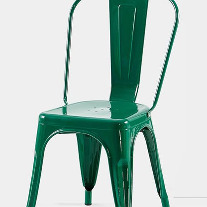 AC Pacific 18 Inch Seat Height Industrial Metal Dining Chairs, Stackable Kitchen or Bar Seat, Durable Modern Design, Versatile Accent Furniture, Set of 2, Green - color: Green, size: Set of 2