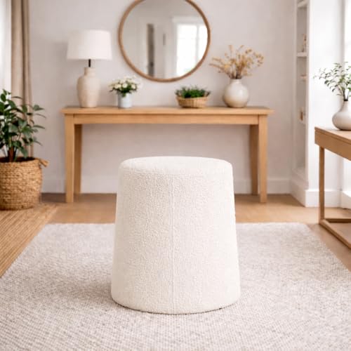 HomePop 17" Organic Shape Ottoman - Cream Boucle - color: Cream Boucle