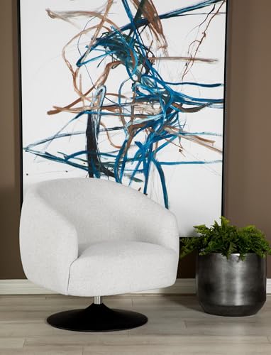 Coaster Home Furnishings - Dave - Boucle Fabric Upholstered Barrel Back Swivel Accent Chair with Pedestal Base, Tapered Off Armrests and 360-Degree Swivel - Living Room - Beige - 905739